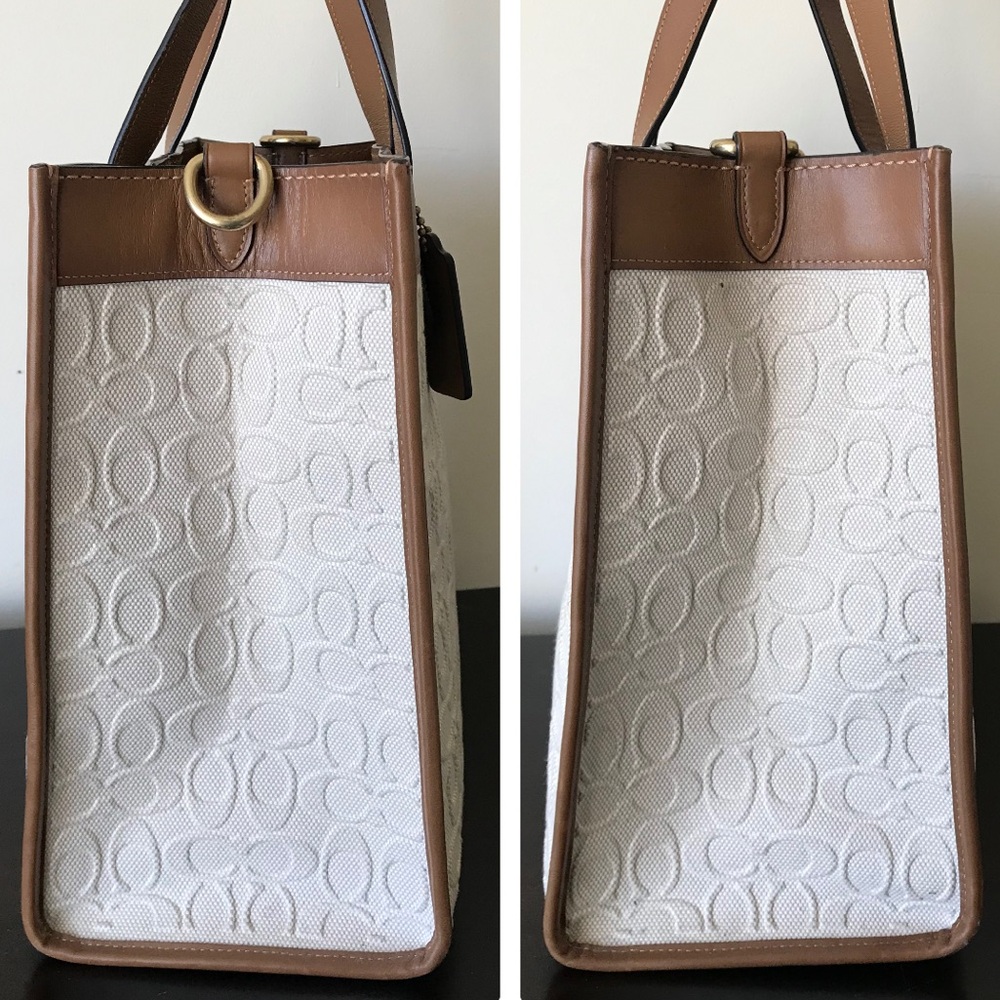 Coach Signature Canvas / Leather Field Tote Crossbody With Matching Zipper Pouch - Picture 9 of 16
